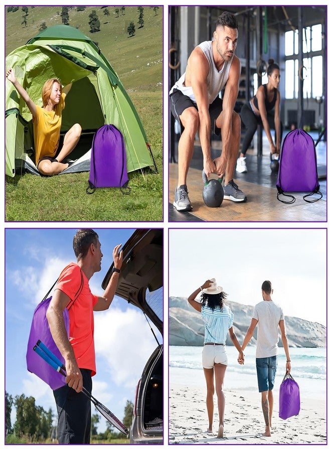 Enjamyo 20 Pack Drawstring Backpack Bulk, Drawstring Bags Bulk, Polyester Draw String Bags, Sports Cinch Bag for Gym, Travel, Party, Trip, Cinch Sack DIY for Women Men(Purple) - Image 5